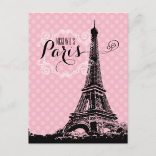 Paris Eiffel Tower Add Name Briefkaart
