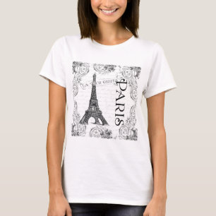 Paris Eiffel Tower and Scroll T-shirt