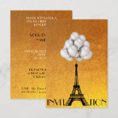 Paris Eiffel Tower Balloons White Gold Kaart (Voorkant / Achterkant)
