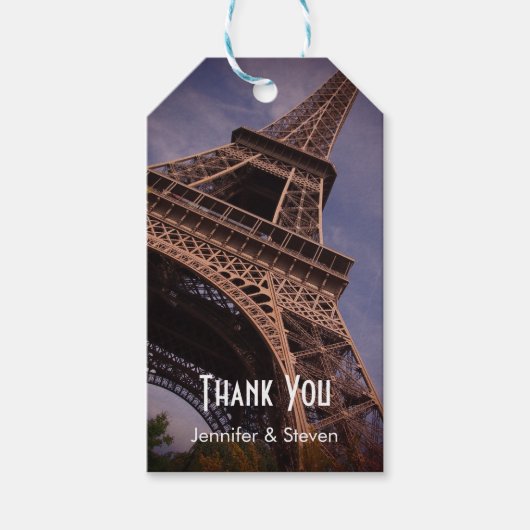 Paris Eiffel Tower beroemd Landmark Foto bedankt Cadeaulabel (Voorkant)
