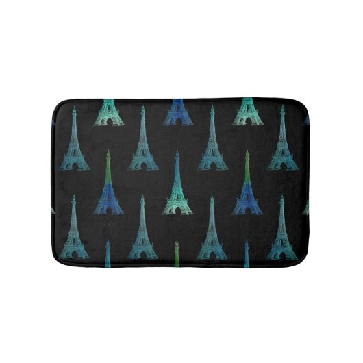 Paris Eiffel Tower Black Aqua Bath Rug Badmat (Voorkant)