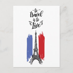 *~* Paris Eiffel Tower Black Outline White Briefkaart