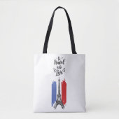 *~* Paris Eiffel Tower Black Outline White Draagtas (Voorkant)