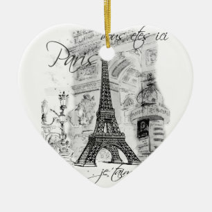 Paris Eiffel Tower Black & White Scene Keramisch Ornament