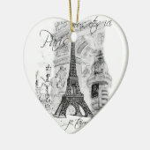 Paris Eiffel Tower Black & White Scene Keramisch Ornament (Links)