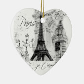 Paris Eiffel Tower Black & White Scene Keramisch Ornament (Rechts)