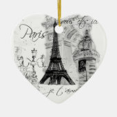 Paris Eiffel Tower Black & White Scene Keramisch Ornament (Voorkant)