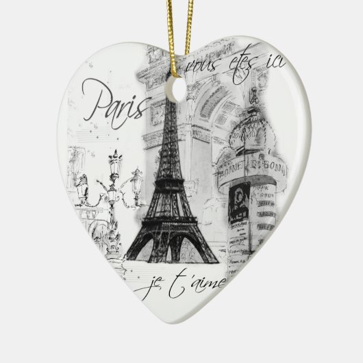 Paris Eiffel Tower Black & White Scene Keramisch Ornament (Links)