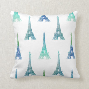 Paris Eiffel Tower Blue Green Sierkussen