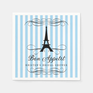 Paris Eiffel Tower Blue Stripes Vrijgezellenfeest Servetten