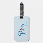 Paris Eiffel Tower Blue Text Red Bow Chic Bagagelabel (Achterkant verticaal)