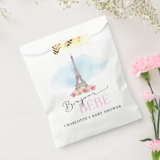 Paris Eiffel Tower Bonjour Baby shower Favor Bags Bedankzakje (Gezegeld)