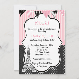 Paris Eiffel Tower Bridal Shower Kaart