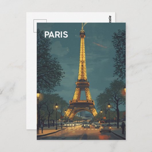 Paris Eiffel Tower Briefkaart (Voorkant / Achterkant)