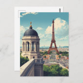 Paris Eiffel Tower Briefkaart (Voorkant / Achterkant)