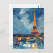 Paris Eiffel Tower Briefkaart (Voorkant / Achterkant)