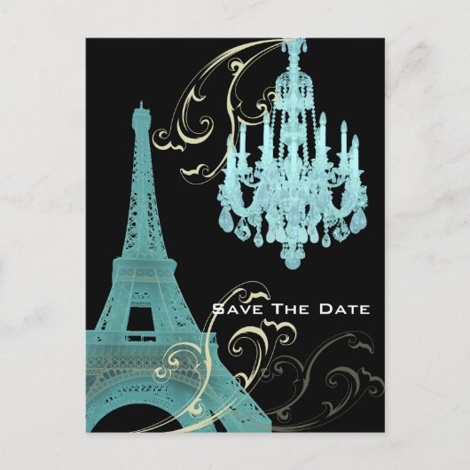 Paris Eiffel Tower bruiloft, behalve de datum Aankondigingskaart (Voorkant)