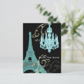 Paris Eiffel Tower bruiloft, behalve de datum Aankondigingskaart (Staand voorkant)