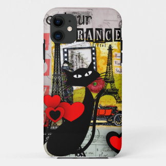 Paris Eiffel Tower Cat Lovers giften iPhone 11 Hoesje