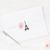 Paris Eiffel Tower Cherry Blossom Waterverf Ronde Sticker (Envelop)