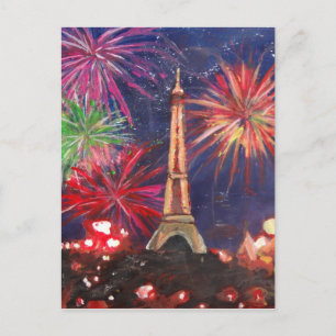 Paris Eiffel Tower City of Love met Silvester New Briefkaart