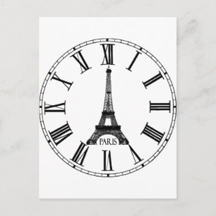 Paris Eiffel Tower Clock French Briefkaart