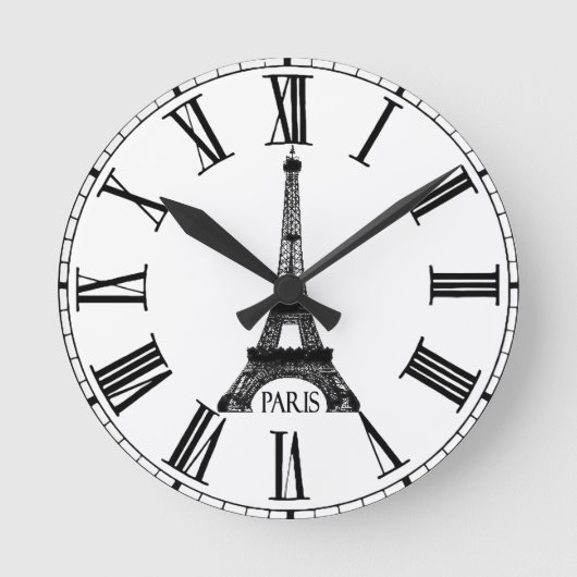 Paris Eiffel Tower Clock French Ronde Klok (Voorkant)
