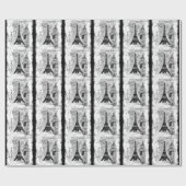 Paris Eiffel Tower Collage zwart-wit Cadeaupapier (Vlak)