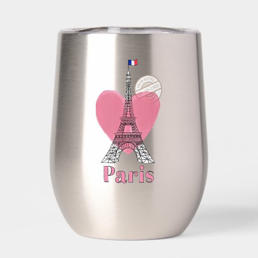 Paris Eiffel Tower Design Thermische Wijn Tumbler (Achterkant)