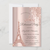 Paris Eiffel Tower, Drip Roos Gold Retirement Kaart (Voorkant)