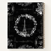 Paris Eiffel Tower  Flowers Ephemera Black Notitieboek (Achterkant)