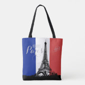 Paris Eiffel Tower France Flag Monogram Draagtas (Achterkant)