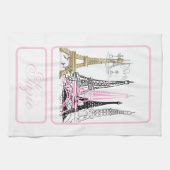 Paris Eiffel Tower France Pink Decor Hand Towel Theedoek (Horizontaal)