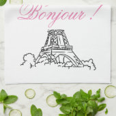 Paris Eiffel Tower France Pink Decor Hand Towel Theedoek (Gevouwen)