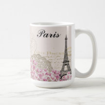 Paris Eiffel Tower France  roze bloemen