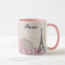 Paris Eiffel Tower France  roze bloemen
