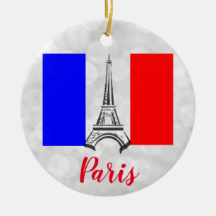 Paris Eiffel Tower Frankrijk Franse vlag Keramisch Ornament