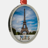 Paris Eiffel Tower Frankrijk Reis met Kerstmis Metalen Ornament (Rechts)