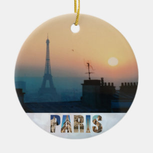 Paris Eiffel Tower French City Sunset Travel Photo Keramisch Ornament