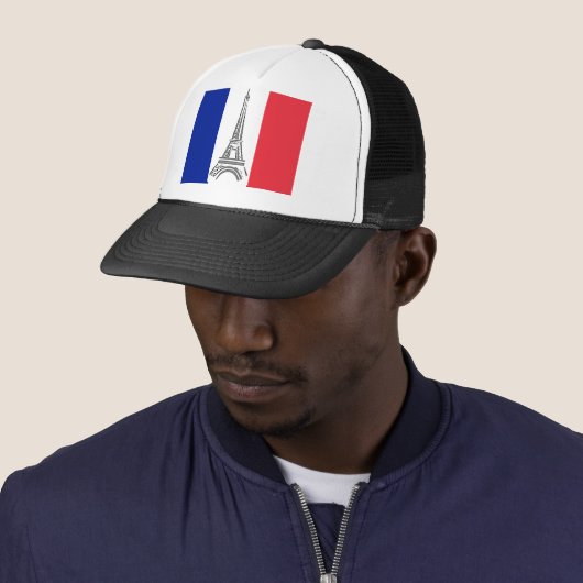 Paris Eiffel Tower French Flag Hat Trucker Pet (In situ)