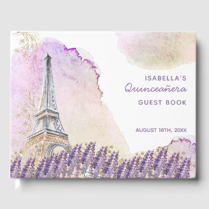 Paris Eiffel Tower French Lavender Quinceanera Gastenboek