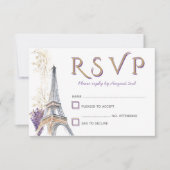 Paris Eiffel Tower French Lavender RSVP Card (Voorkant)