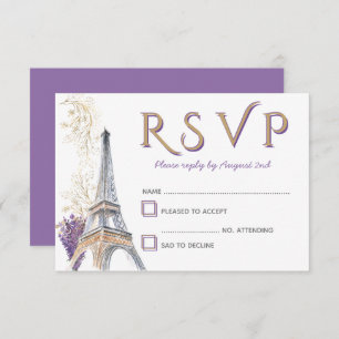 Paris Eiffel Tower French Lavender RSVP Card
