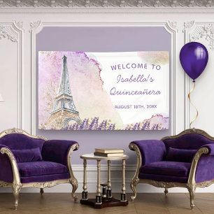 Paris Eiffel Tower French Lavender Welkom Spandoek