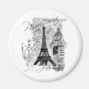 Paris Eiffel Tower French Scene Collage Magneet