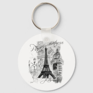Paris Eiffel Tower French Scene Collage Sleutelhanger
