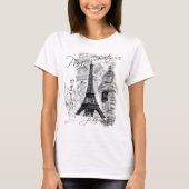 Paris Eiffel Tower French Scene Collage T-shirt (Voorkant)