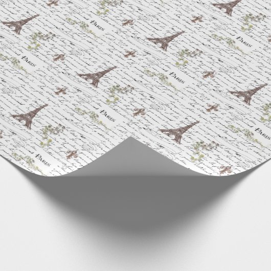 Paris Eiffel Tower French Scroll Cadeaupapier (Hoek)