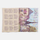 Paris Eiffel Tower Geïnspireerd Pointillism 2021 Theedoek (Horizontaal)