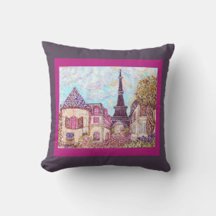 Paris Eiffel Tower geïnspireerde pointillisme kuss Kussen